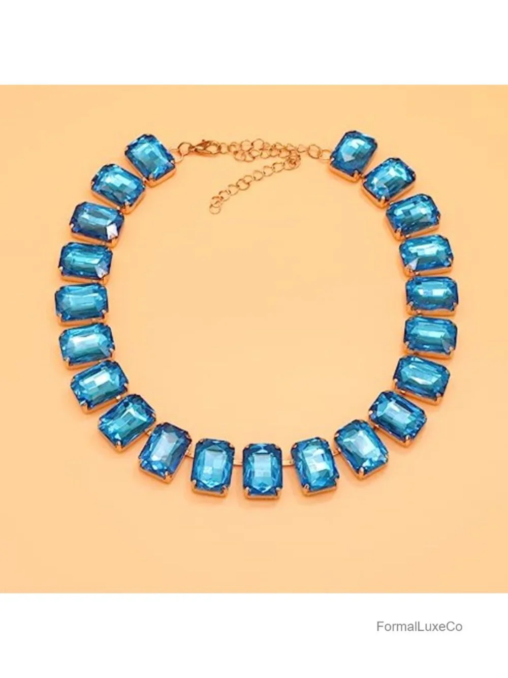 Crystal Rhinestone Choker Collar Necklace Sparkly Emerald Neck Chain Statement